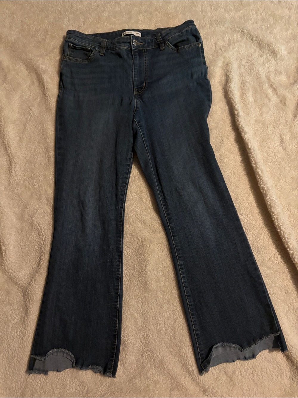 Nine West Dark Blue Kick Flare Jeans with Raw Hem